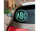Monogram Sticker with Frame Border - Custom Monogram Car Decal - Personalized Initial Letter Vinyl Yeti Circle Script Block Heart Diamond Fishtail Vine Cursive Stacked for Laptop Bottles Cup 
